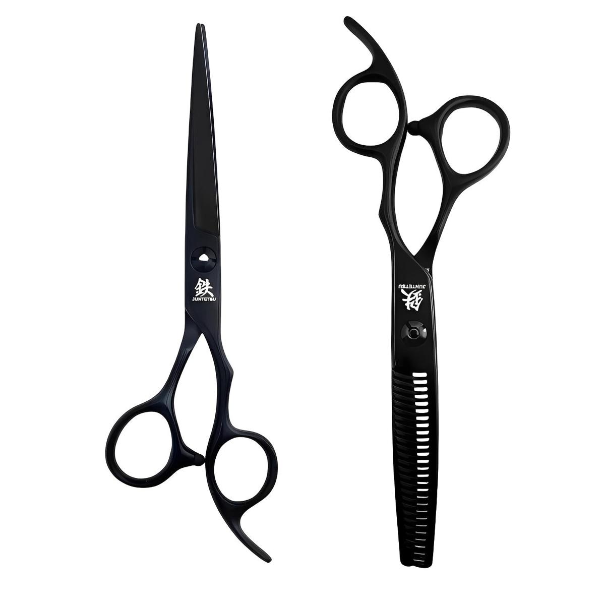 Juntetsu Matte Black Offset Professional Scissors Set (SKU: JUN-JMTB-S50)