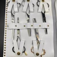 Premium White Leather Scissor Case - 5 Scissor Pocket (SKU: JUN-CASE-W10PC)
