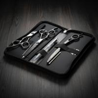 Black Mina vegan-leather case for two shears