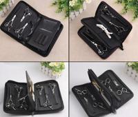 Leather scissor case with two zippered compartments