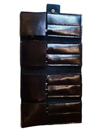 Black roll-up shear wallet with studded latch