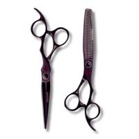 Kamisori Shadow Hair Cutting & Thinning MASTER Set — three shears in dark titanium finish