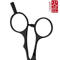 Kasho Silver Offset: BLACK Hair Cutting Scissors (SKU: SCKSI55OSB)