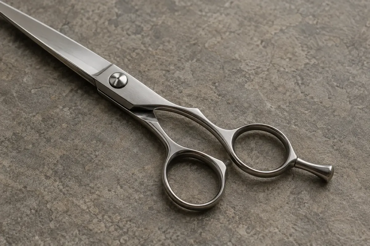 Close view of a professional shear's pivot and handle