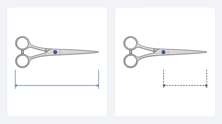 Two shear diagrams comparing the whole-tool span with the pivot-to-tip span