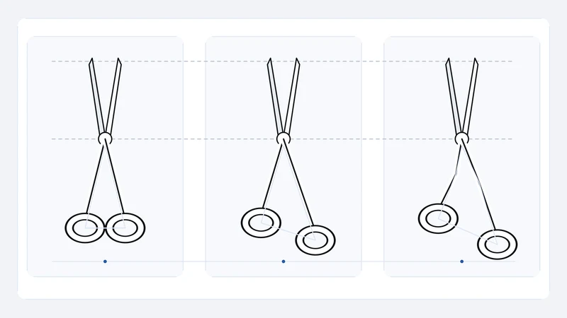 Three shear drawings comparing straight, offset and crane handle positions