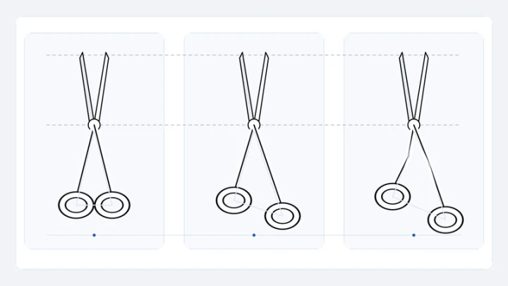 Three shear drawings comparing straight, offset and crane handle positions