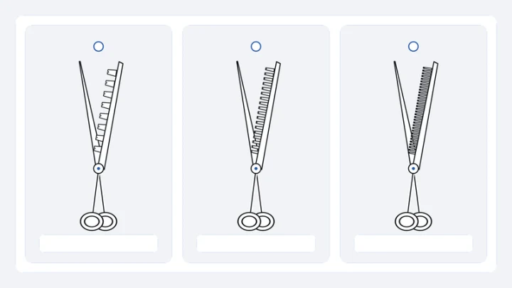 Three shear drawings with coarse, medium and fine tooth patterns